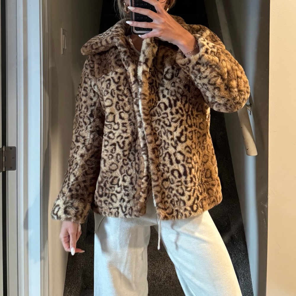 Urban Republic Brown Leopard Faux Fur Jacket